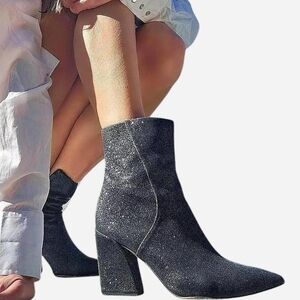 Franco Sarto Glitter Sparkle Heeled Ankle Boots
